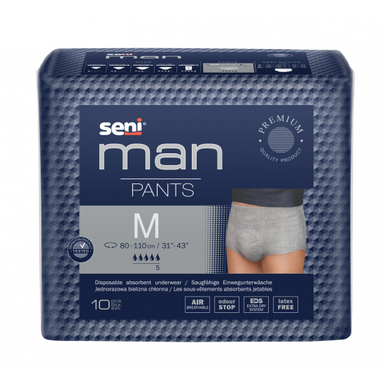 Seni Man Pants M – Chiloti absorbanti pentru barbati, incontinenta usoara si medie, 10 bucati
