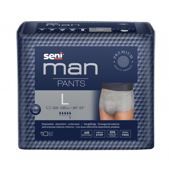 Seni Man Pants L – Chiloti absorbanti pentru barbati, incontinenta usoara si medie, 10 bucati