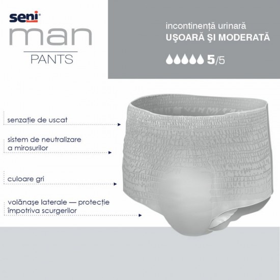 Seni Man Pants M – Chiloti absorbanti pentru barbati, incontinenta usoara si medie, 10 bucati