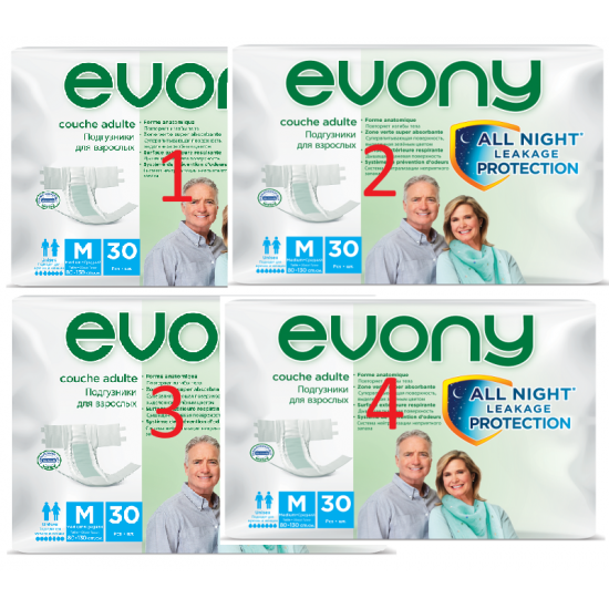 4 x Evony scutece adulti medium nr. 2 - 120buc