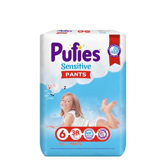 Pufies Scutec Pants Sensitive Nr.6 Extra Large 15Kg+ 38Buc