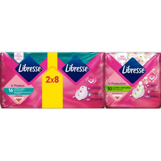 Libresse Absorbante 16Buc Freshness Protection Ultra Long+10Buc Natural Protection