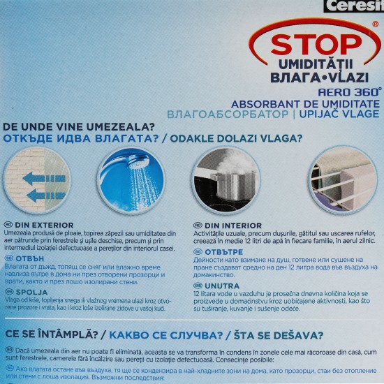 Ceresit dezumidificator Aero 360 aparat + rezerva 450g white