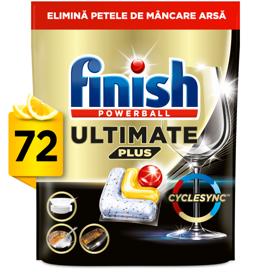 Finish Detergent Vase Capsule 72 buc Powerball Ultimate Plus Lemon All in 1