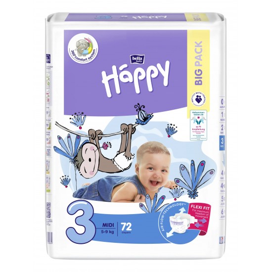 Happy Scutec Nr3 Midi 72Buc 5-9Kg Happy Scutec Nr3 Midi 72Buc 5-9Kg