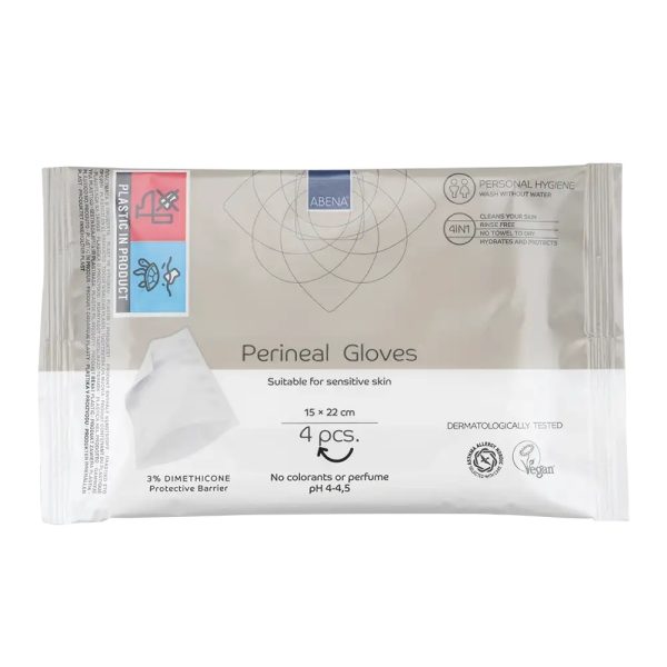 Abena Perineal Gloves - Manusi umede pentru spalare fara clatire 4 buc — Abena